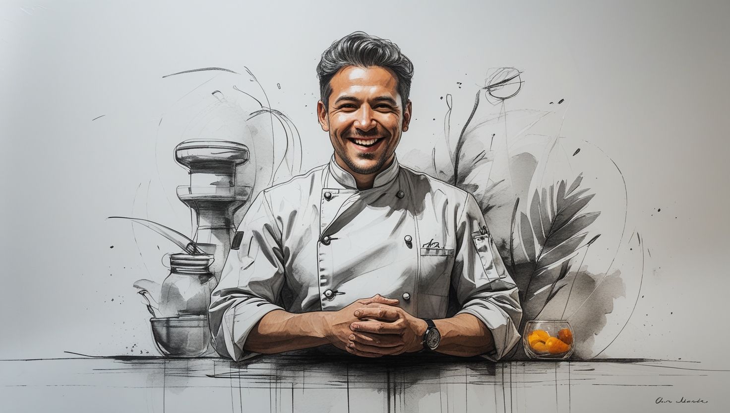Chef profesional en restauración moderna liderando un restaurante contemporáneo