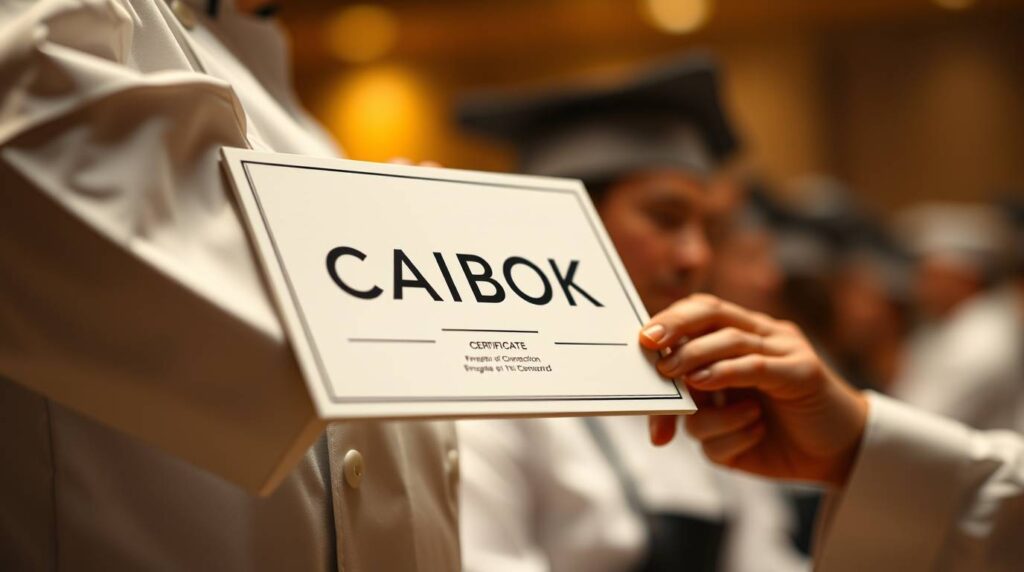chef recibiendo certificación CAIBOK durante ceremonia culinaria