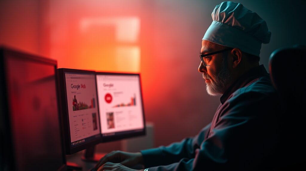 Chef usando SEO para ganar más como chef en su restaurante.