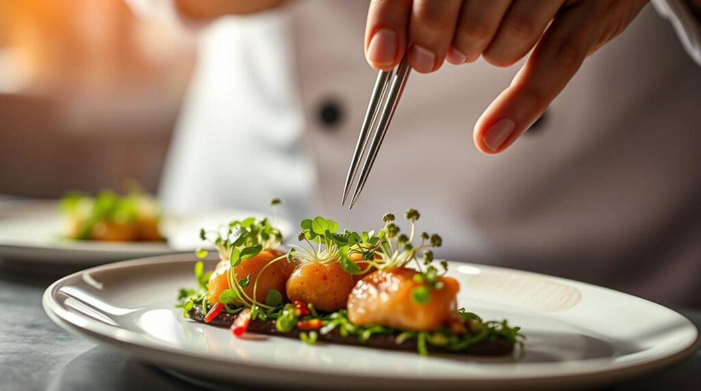 Manos chef precisión culinaria — éxito profesional chef