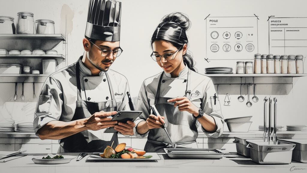 Restauración y redes sociales con chef creando contenido gastronómico para atraer clientes