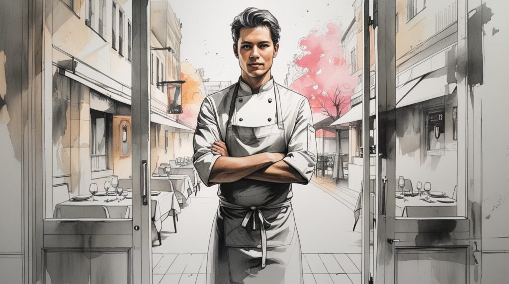 chef revisando orden y disciplina en una estación de cocina profesional