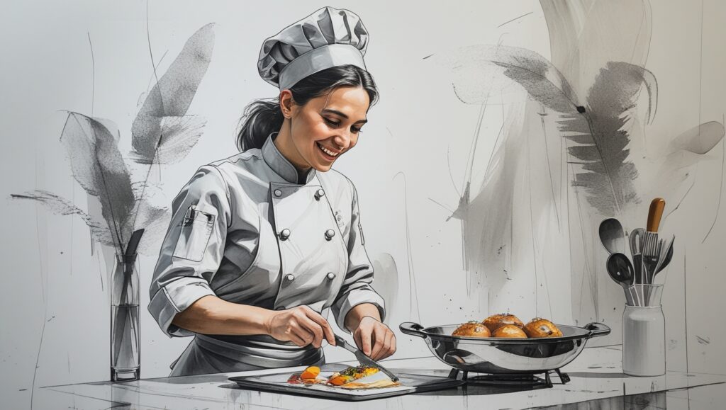 Chef aplicando seguridad alimentaria en restauración profesional